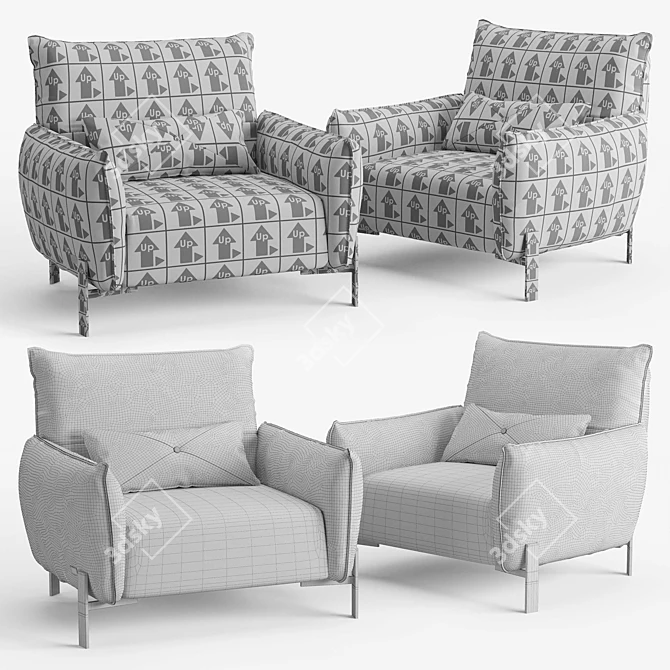 Tulip Cierre: Stylish Armchair in Cierre Imbottiti Collection 3D model image 4