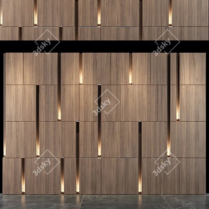 Decorative Wood Wall Panel 3D model image 1