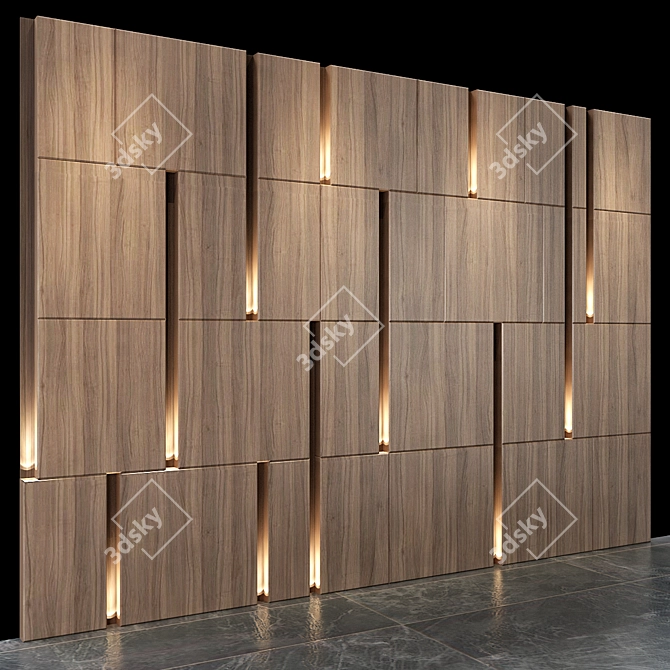 Decorative Wood Wall Panel 3D model image 2