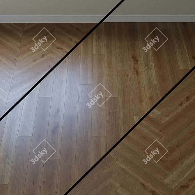 Upofloor Oak Parquet Board: French Chevron Style 3D model image 1