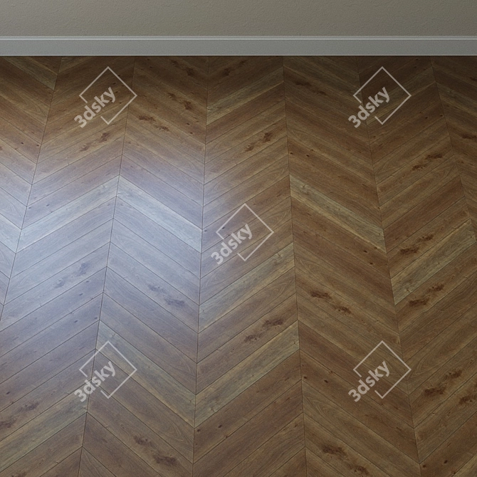 Upofloor Oak Parquet Board: French Chevron Style 3D model image 4