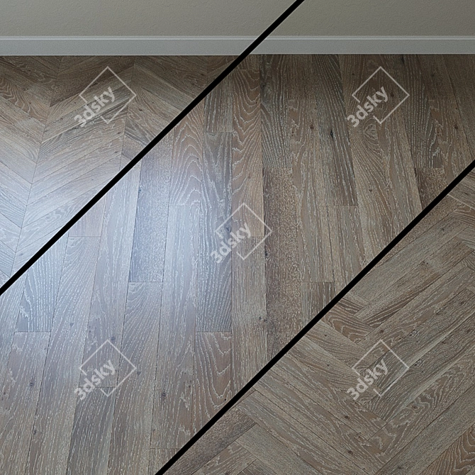 Upofloor Oak Parquet: Elegant French Chevron Design 3D model image 1