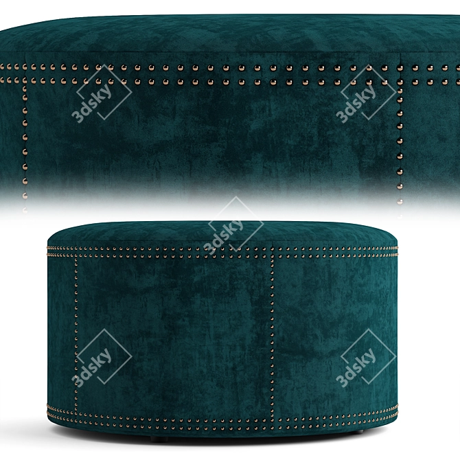 Elegant Velvet Ottoman Stool 3D model image 2