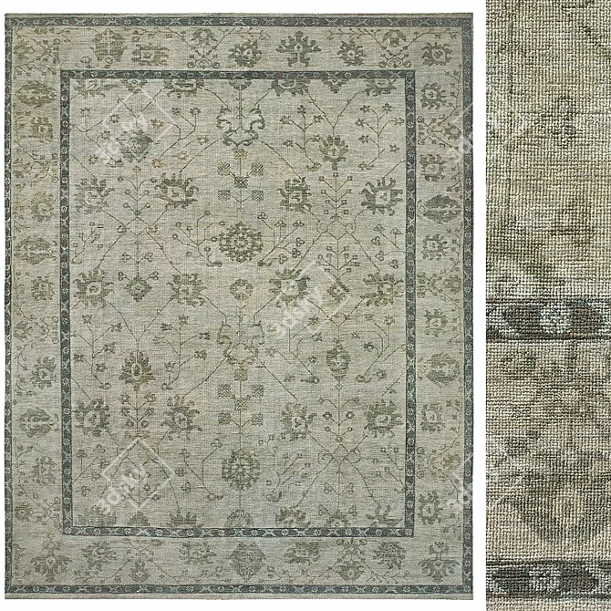 Jardin Hand-Knotted Wool Rug 3D model image 1