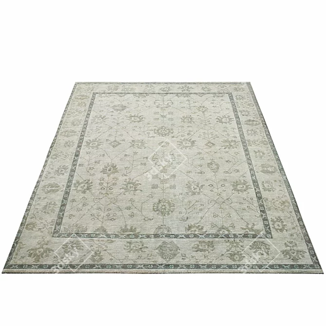 Jardin Hand-Knotted Wool Rug 3D model image 2