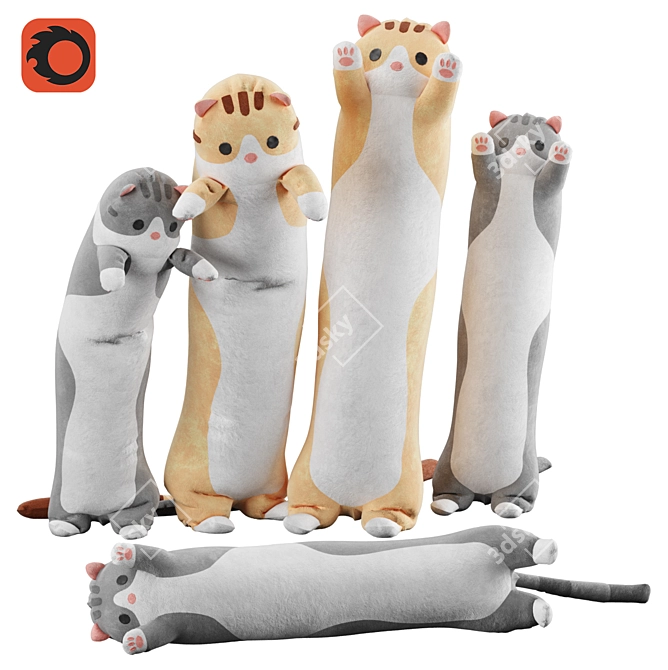 Adorable Cat Plush Toy 3D model image 4