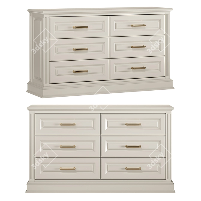 Elegant 6-Drawer Dresser - Anna 3D model image 1