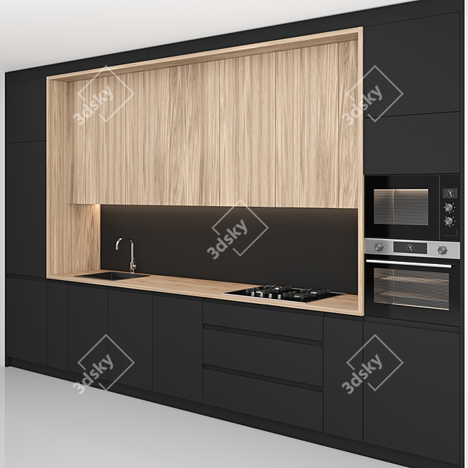 Modern Island Kitchen: Editable Modules, High-Quality Textures 3D model image 2