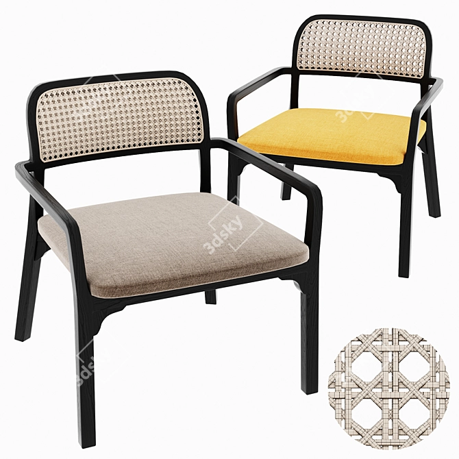 Kurf Rattan Lounger: Elegant Outdoor Relaxation 3D model image 1