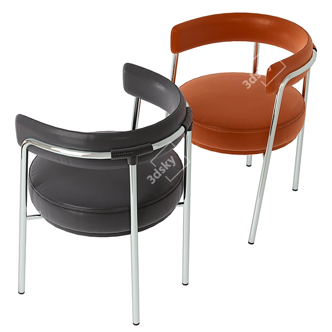 Retro Leather Tubby Chairs 3D model image 2