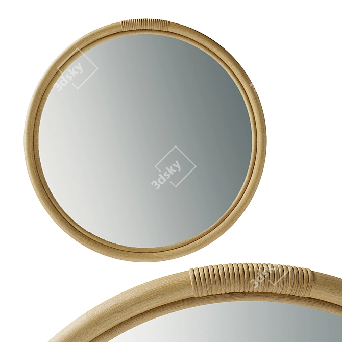 HINDOS Rattan 50cm Mirror 3D model image 1