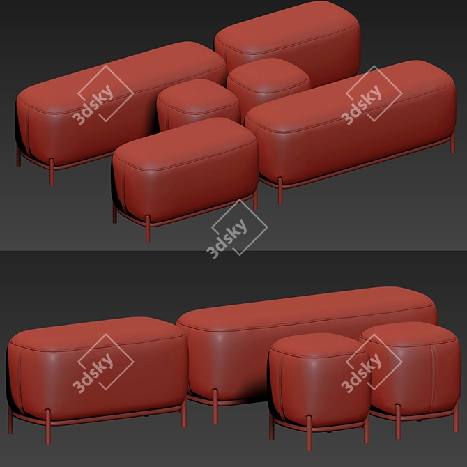 Elegant Hemlock Ottoman: 3D Model 3D model image 2