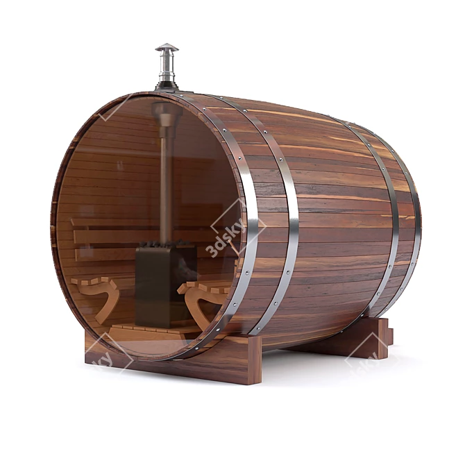 Outdoor Barrel Bath - Ultimate Relaxation 3D model image 1