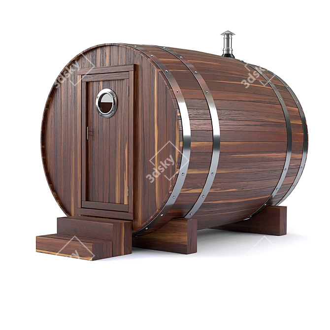 Outdoor Barrel Bath - Ultimate Relaxation 3D model image 2