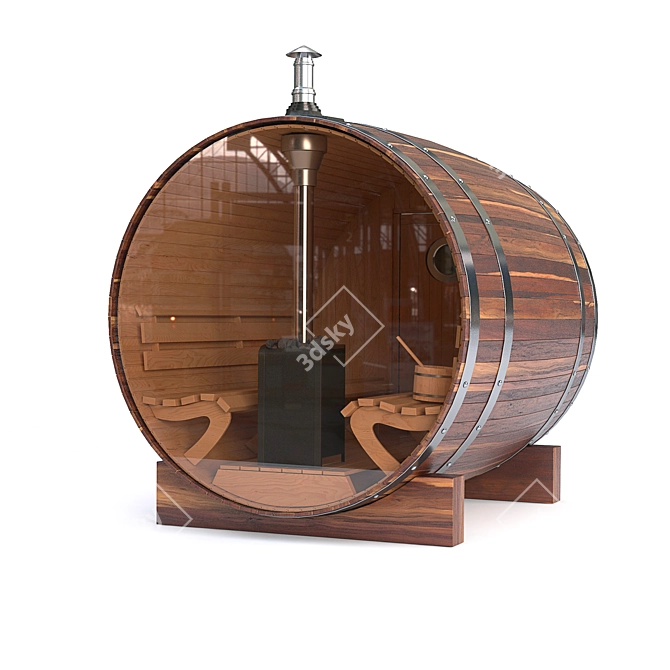Outdoor Barrel Bath - Ultimate Relaxation 3D model image 4