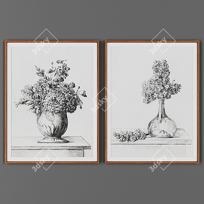 Wooden Frame Picture Set 3D model image 1