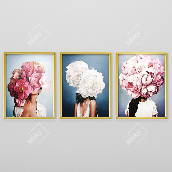 Flower Head Woman Art Frames 3D model image 1