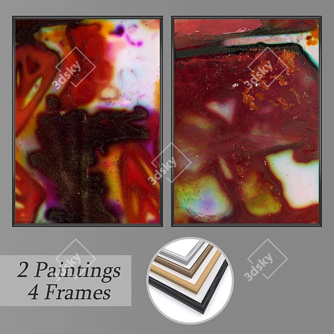 Artful Frames: Set of 2 Paintings 3D model image 1