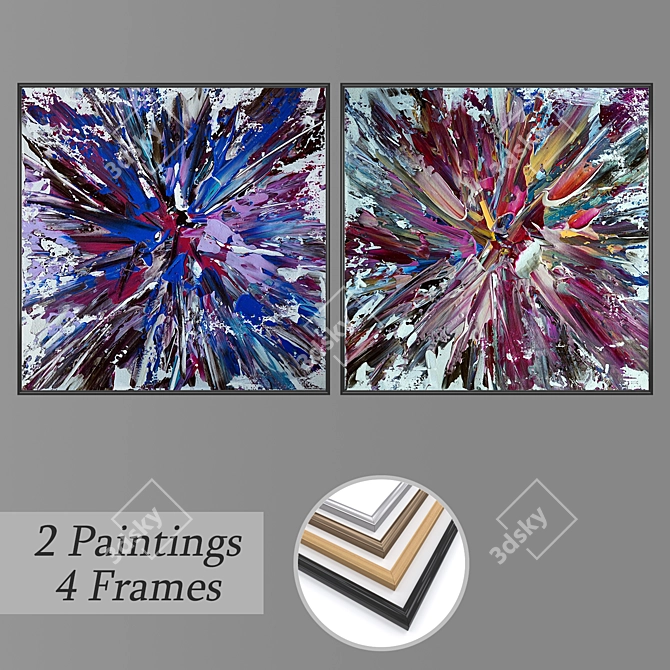 Contemporary Art Wall Set 3D model image 1