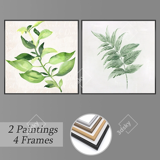 Elegant Wall Art Set with Multiple Frame Options 3D model image 1