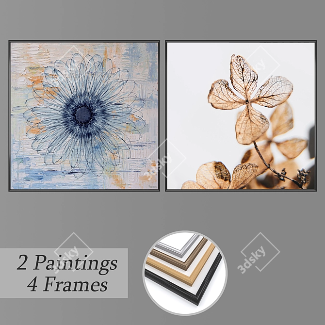 Abstract Wall Art Set with Multiple Frames 3D model image 1