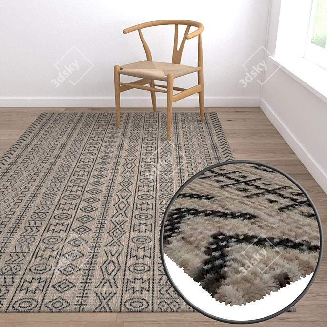 Luxury Set of 3 High-Quality Carpets 3D model image 5