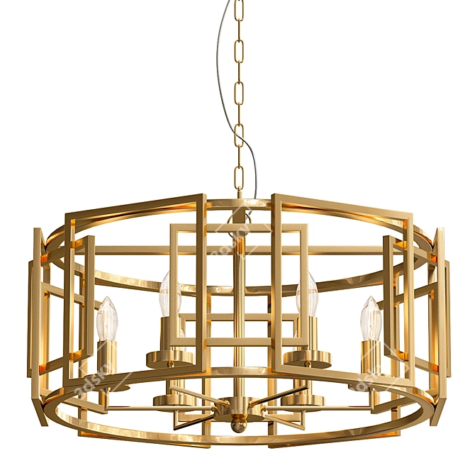 Luxury Gold Square Chandelier 3D model image 1