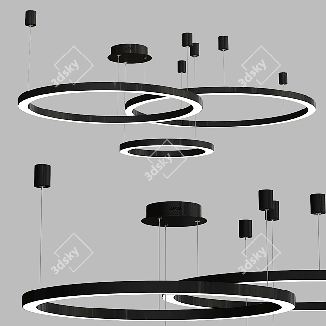 Elegant Black Mahlu Chandelier by Cameron 3D model image 1