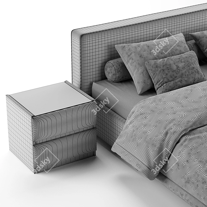 Title: Luiza Grand Bed with Oscar Side Tables 3D model image 3