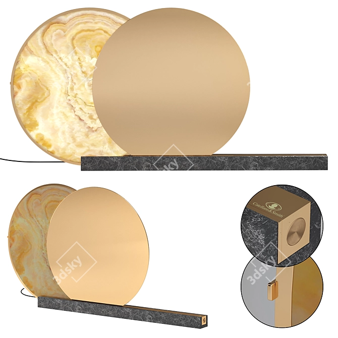 Brass & Alabaster LED Table Lamp 3D model image 1