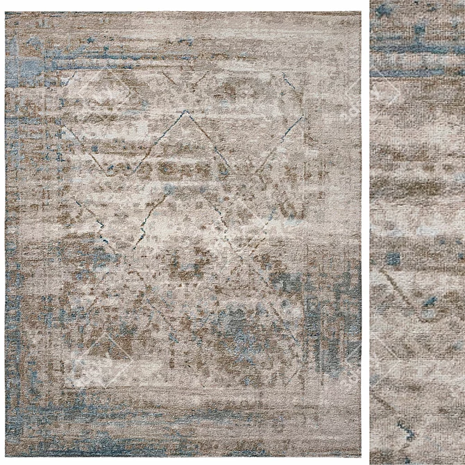 Elegance of Tarim: Hand-Knotted Rug 3D model image 1