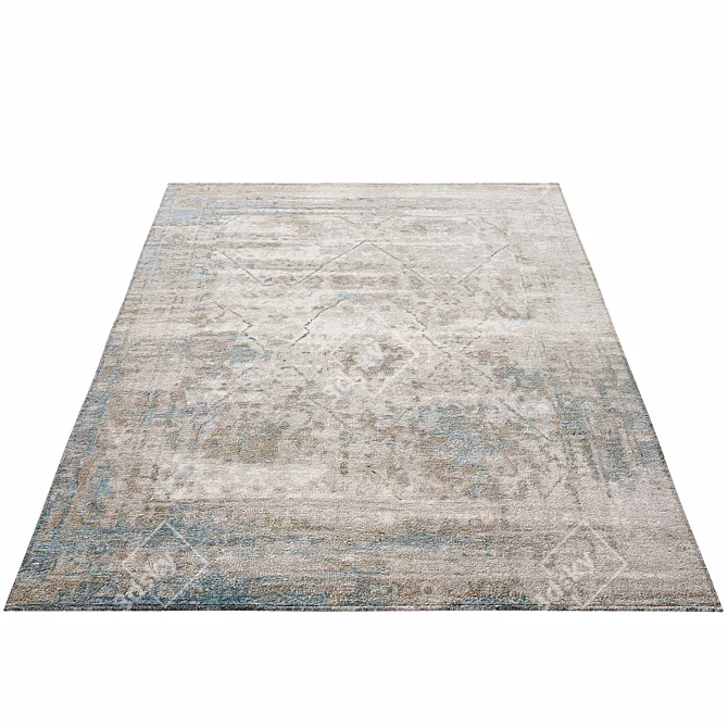 Elegance of Tarim: Hand-Knotted Rug 3D model image 2