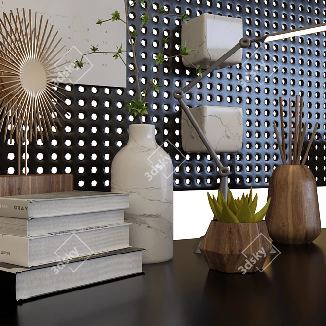 Sleek Office Desk Set 3D model image 3