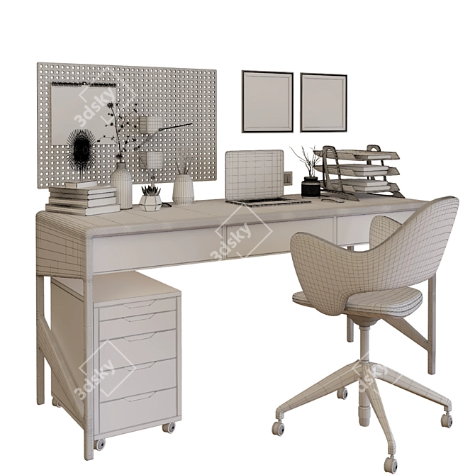 Sleek Office Desk Set 3D model image 5