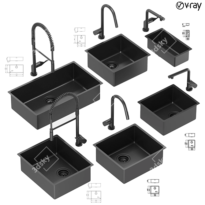 Modern Kitchen Sink Collection 2015 3D model image 1