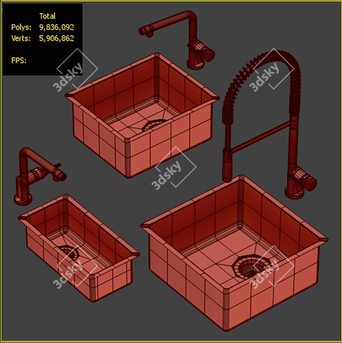 Modern Kitchen Sink Collection 2015 3D model image 4