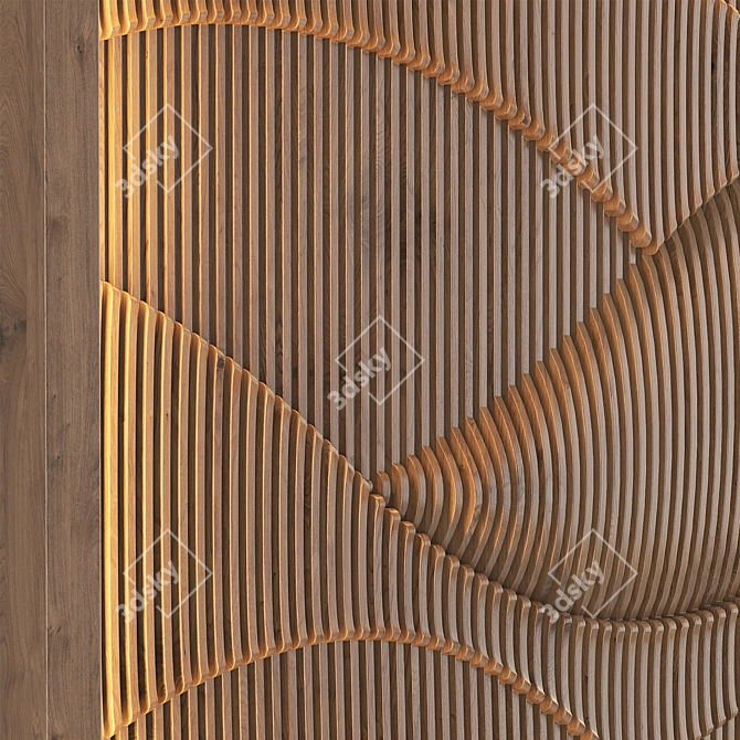 Parametric Oak Paneling: Unique Wooden Design 3D model image 2