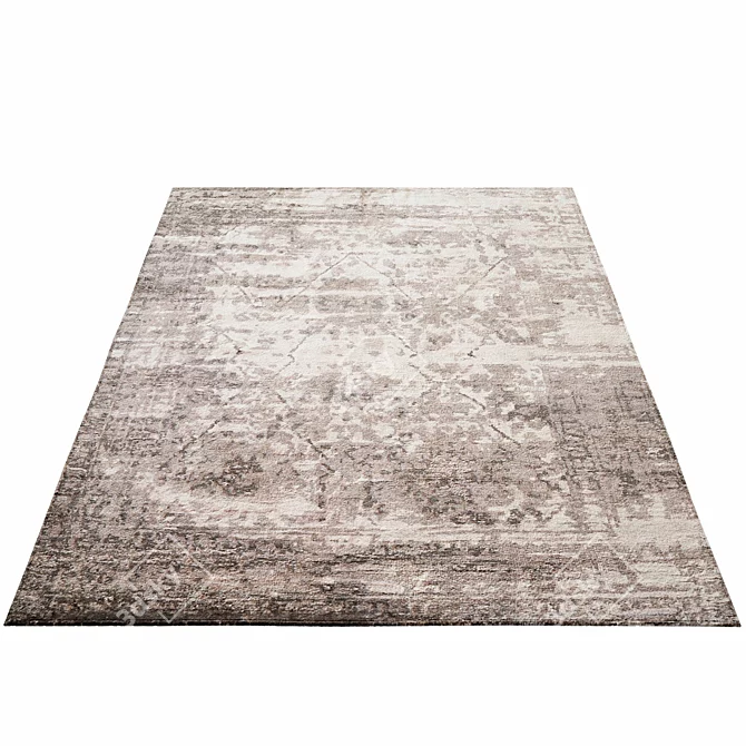 Artisan Tarim Hand-Knotted Rug: Timeless Elegance 3D model image 2