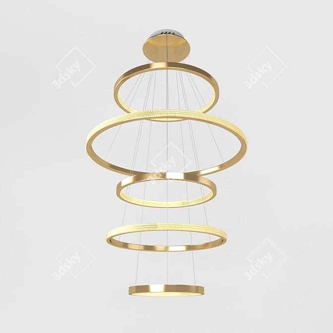 Modern Brass Pendant Light with Acrylic Shade 3D model image 1