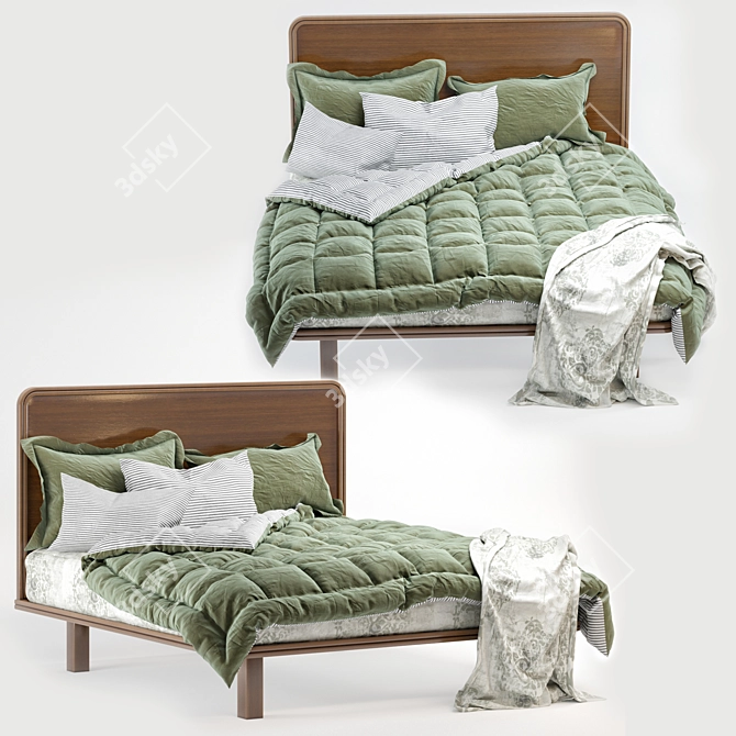 Serenity Queen Bed 3D model image 2