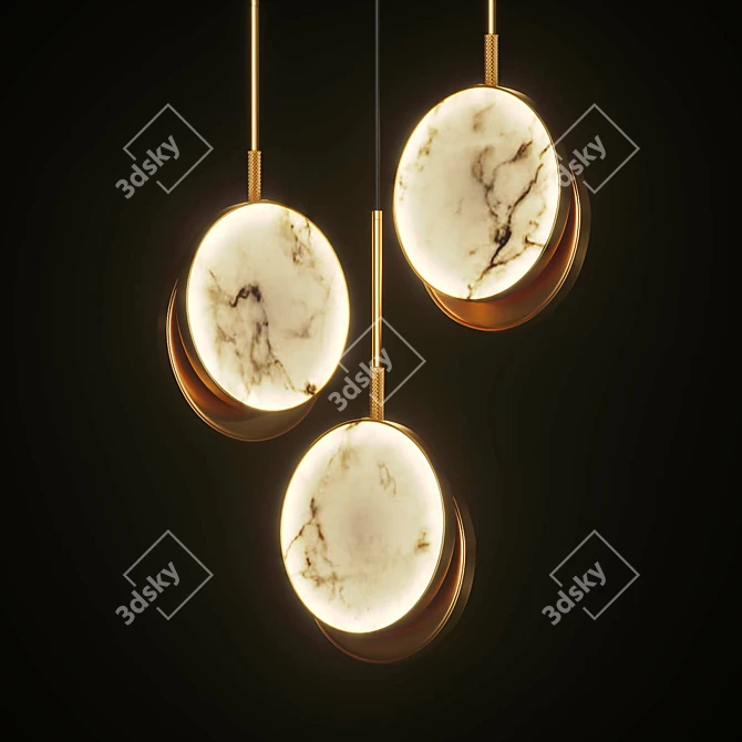 Marble Disks Pendant: Elegant Illumination for Modern Spaces 3D model image 1