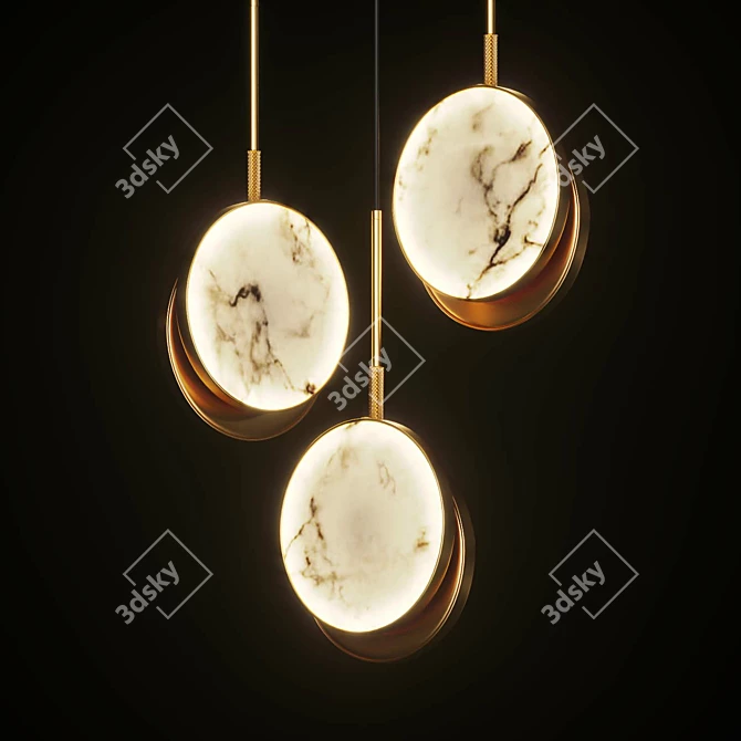 Marble Disks Pendant: Elegant Illumination for Modern Spaces 3D model image 2