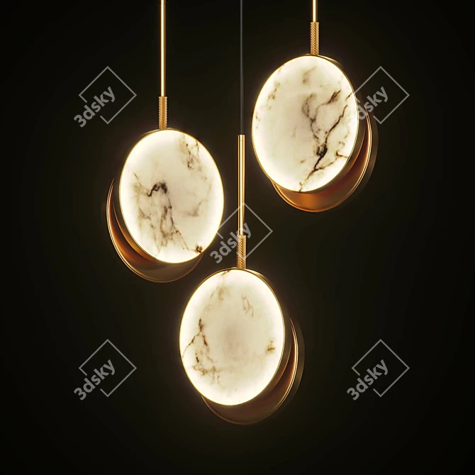 Marble Disks Pendant: Elegant Illumination for Modern Spaces 3D model image 3