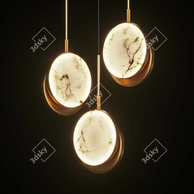 Marble Disks Pendant: Elegant Illumination for Modern Spaces 3D model image 4