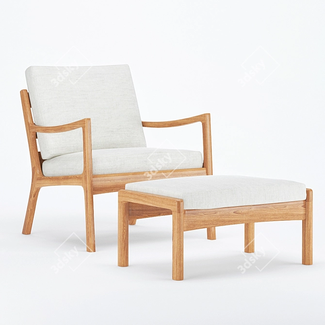 Vintage Danish Design: Senator & Puff Easy Chair Set 3D model image 1