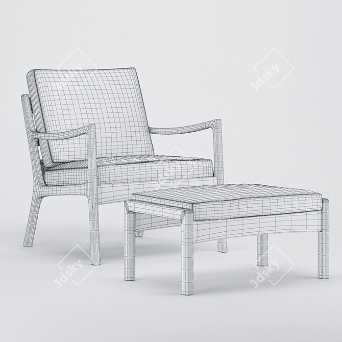 Vintage Danish Design: Senator & Puff Easy Chair Set 3D model image 3