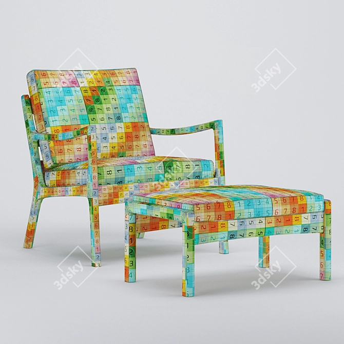 Vintage Danish Design: Senator & Puff Easy Chair Set 3D model image 4