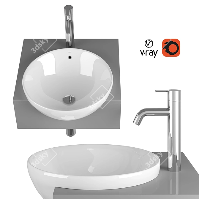 TOTO LW533J Lavatory: Modern Design & High Quality 3D model image 5