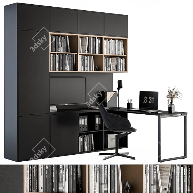 Executive L-Shaped Desk Set 3D model image 1