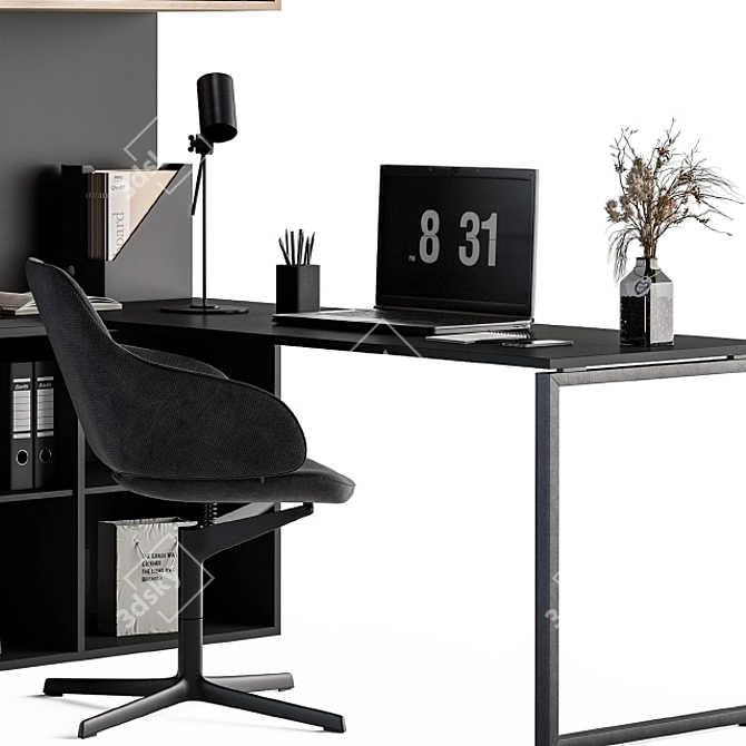 Executive L-Shaped Desk Set 3D model image 2